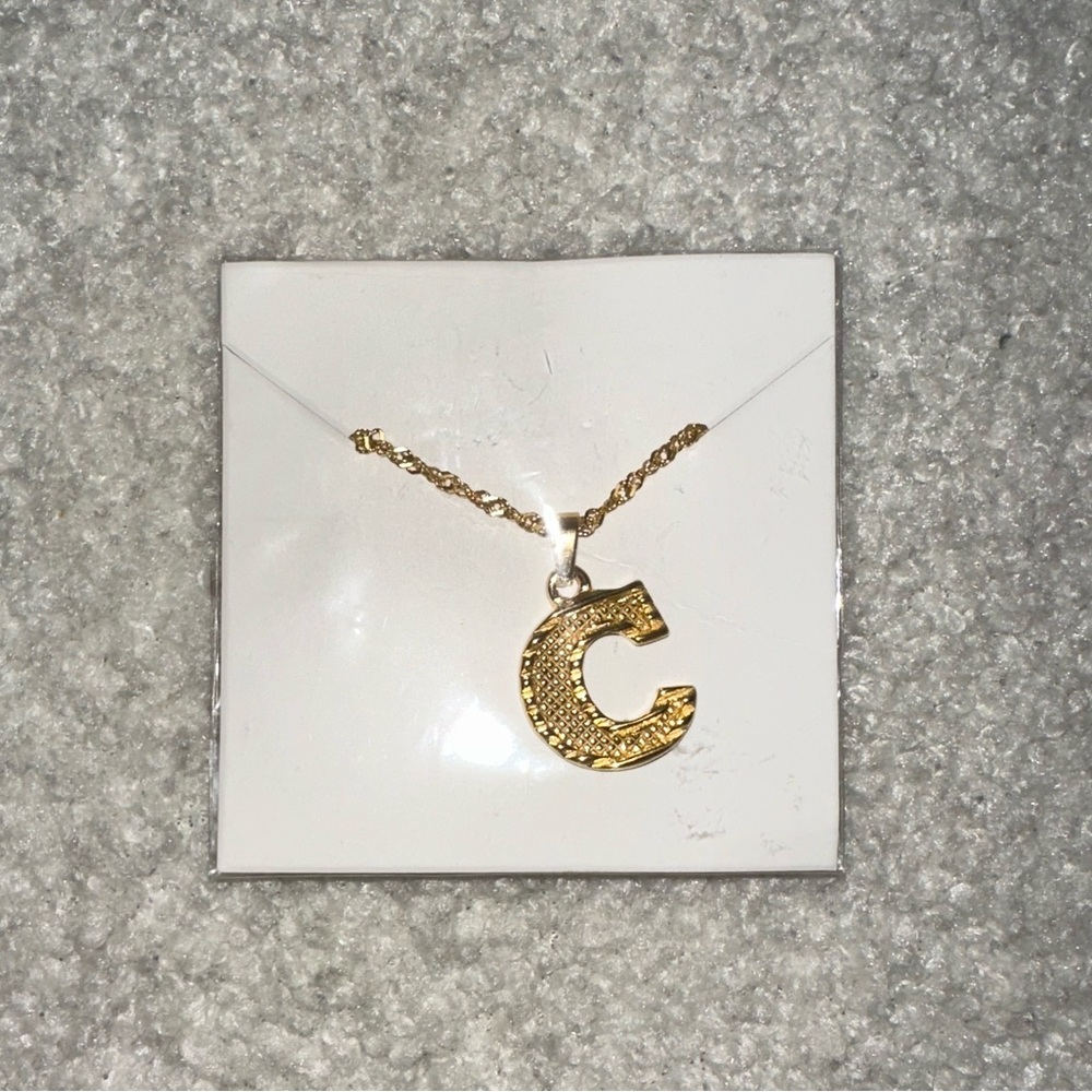 Brand New Initial Letter C Gold Necklace
